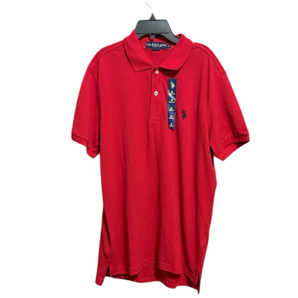 U.S. Polo Assn. Vibrant Red Men's Polo Short Sleeve Button up Size M